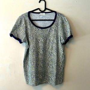 Anthropologie T.la Cheetah Print Charmer Ringer Tee-shirt, Size Medium